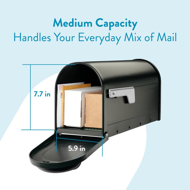 Architectural Mailboxes 8830B-10 Winston Nickel Flag Post Mount Mailbox, Medium, Black - Image 2